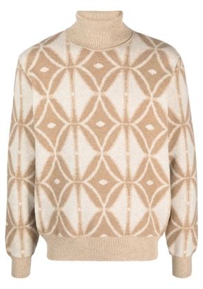ETRO roll-neck pattern-intarsia jumper - Neutrals