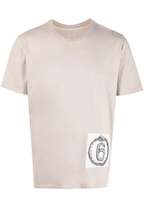 MM6 Maison Margiela logo patch T-shirt - Neutrals