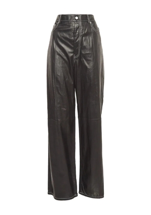 Helmut Lang Pre-Owned leather contrast-stitch trousers - Black