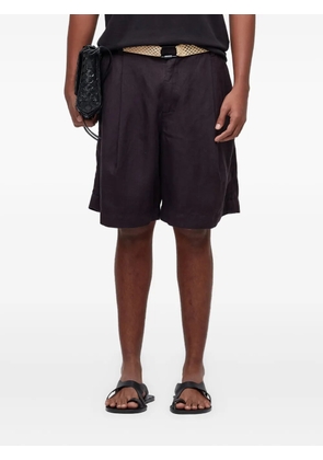 Osklen pleated linen shorts - Black