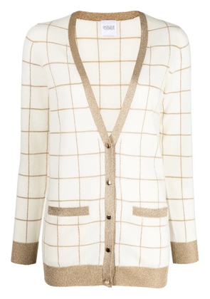 Madeleine Thompson check-pattern V-neck cardigan - White