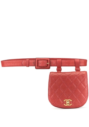 CHANEL Pre-Owned 1990 diamond quilted CC belt bag - Red