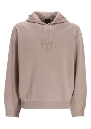 Armani Exchange logo-embossed hoodie - Neutrals