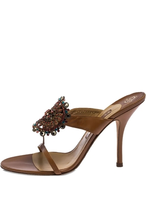 Gina 110mm bead-embellishment heeled sandals - Brown
