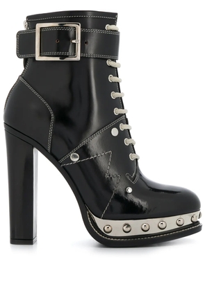 Alexander McQueen studded metallic platform sole ankle boots - Black