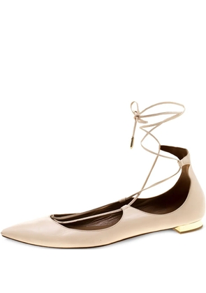 Aquazzura pre-owned pointed-toe lace-up flats - Neutrals