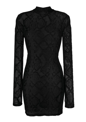 Philipp Plein snakeskin-print sheer dress - Black