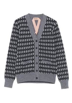 Nº21 argyle-pattern cardigan - Grey