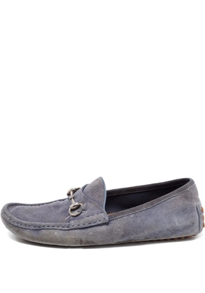 Gucci Pre-Owned Horsebit-detail suede loafers - Blue