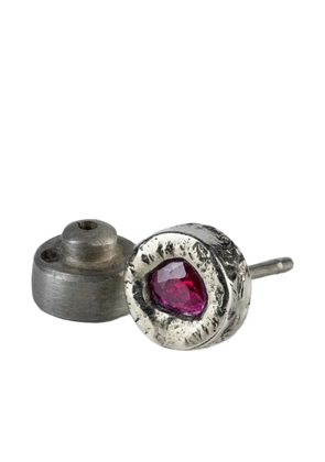 Parts of Four sterling-silver Stud ruby earring - Grey