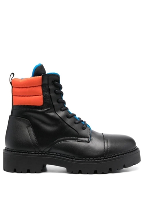 Tommy Jeans padded-detail lace-up boots - Black