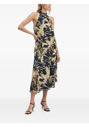 DKNY high-neck abstract-print dress - Black