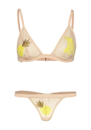For Love And Lemons sequin-embellished triangle triangle bra - Neutrals