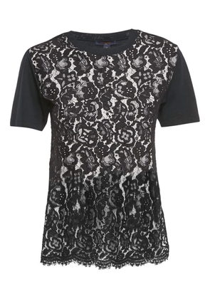 Louis Vuitton Pre-Owned lace cotton T-shirt - Black