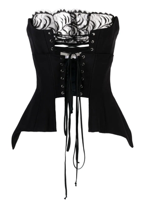 MANURÍ corset-style panelled-lace top - Black