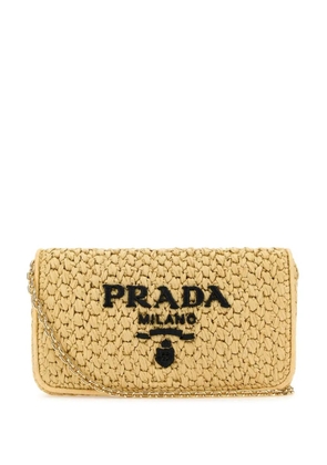 Prada triangle-logo woven shoulder bag - Neutrals