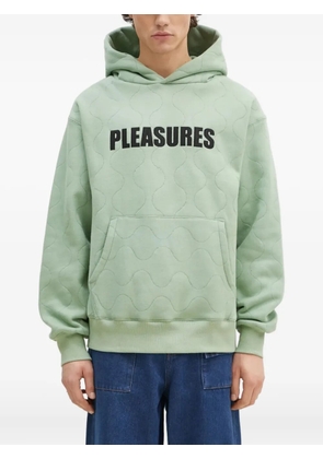 Pleasures quilted logo-patch hoodie - Green