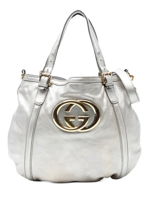 Gucci Pre-Owned 2016-2025 Medium Metallic Calfskin Web Britt satchel - Silver