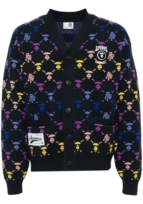 AAPE BY *A BATHING APE® all-over logo print cardigan - Blue