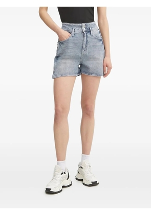 Armani Exchange logo-patch denim mini shorts - Blue