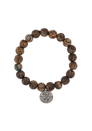 Monan beaded diamond charm bracelet - Brown
