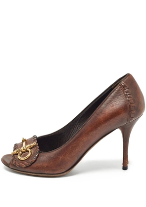 Gucci Pre-Owned 90mm peep-toe embellished pumps - Brown