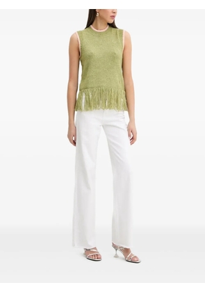 NEVER FULLY DRESSED fringe-trimmed sleeveless top - Green