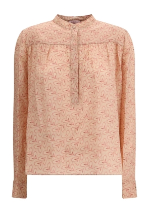 Kristina Ti foliage-print stand-up collar blouse - Pink