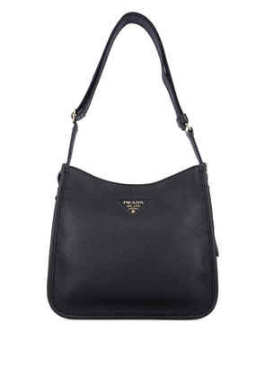 Prada medium leather buckle shoulder bag - Black