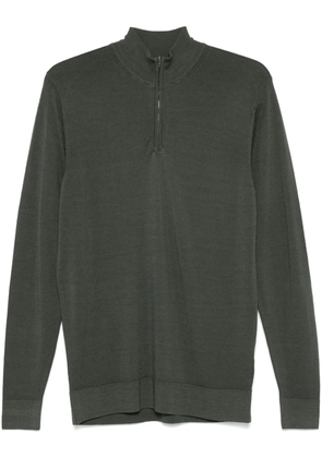 Sunspel merino-wool half-zip sweater - Green