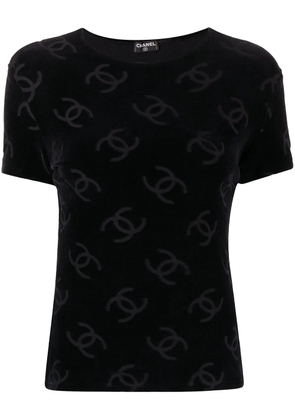 CHANEL Pre-Owned 1996 CC pattern textured T-shirt - Black