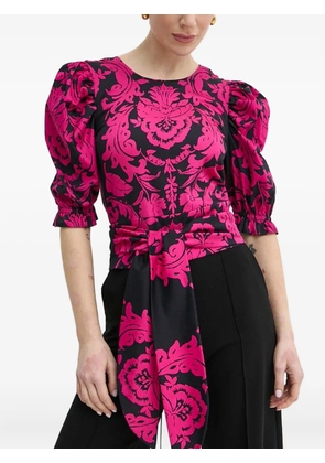 LUISA SPAGNOLI puff-sleeve damask top - Pink