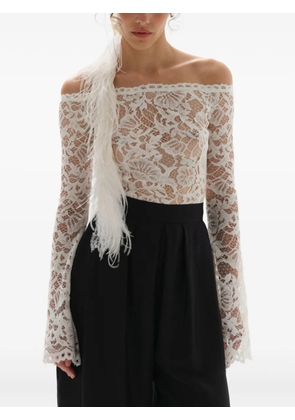 MANURÍ Nomi lace bell-sleeve top - White