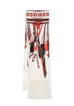 Hermès Pre-Owned graphic-print silk scarf - White