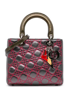 Christian Dior Pre-Owned 2011 Anselm Reyle Medium Metallic Lambskin Cannage Lady Dior satchel - Grey