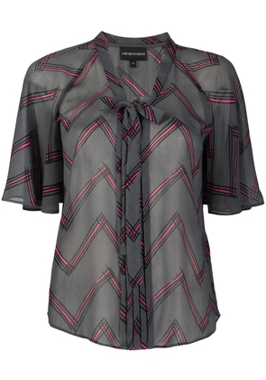 Emporio Armani tie-front zigzag blouse - Grey