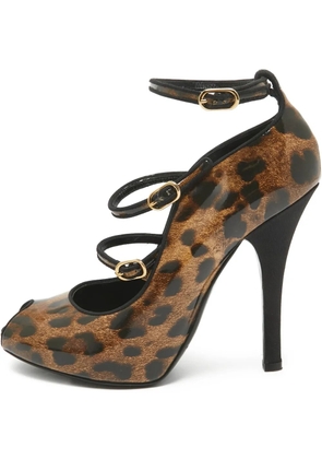 Dolce & Gabbana Pre-Owned leopard-print buckled pumps - Brown
