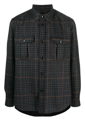 Brioni check-print knitted shirt jacket - Black