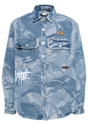 AAPE BY *A BATHING APE® Moonface-logo camouflage-print shirt - Blue