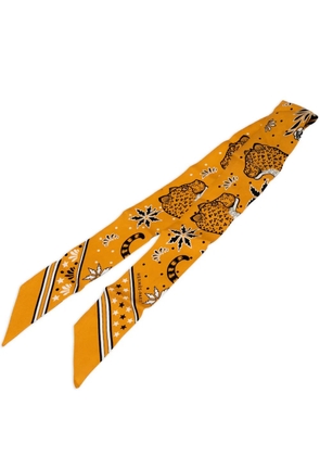 Hermès Pre-Owned 2010-2025 Les Leopards Bandana Silk Twilly Scarf scarves - Orange