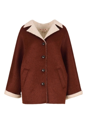 Marni contrast-lapel flared-sleeves jacket - Brown