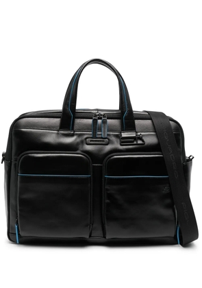PIQUADRO logo-patch leather laptop bag - Black