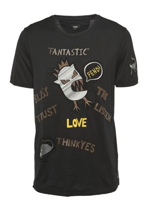 Fendi Pre-Owned embroidered patchwork t-shirt - Black