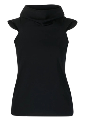QUIRA cowl-neck short-sleeve knitted top - Black