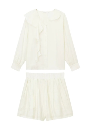 b+ab ruffle-detail blouse and shorts set - Neutrals