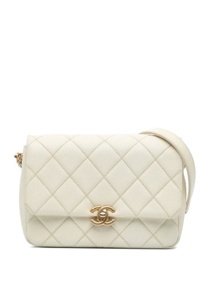 CHANEL Pre-Owned 2021-2024 Small Quilted Caviar Chain Melody Flap crossbody bag - White