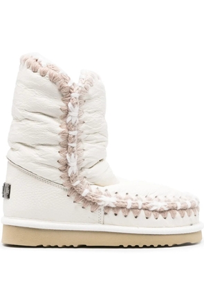 Mou whipstitch-detail sheepskin boots - White