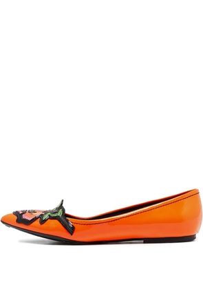 Louis Vuitton Pre-Owned floral-embroidered ballet flats - Orange