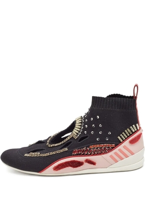 Valentino Garavani Pre-Owned beaded-detail sock sneakers - Black