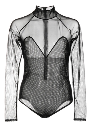 Fleur Du Mal long-sleeve mesh bodysuit - Black